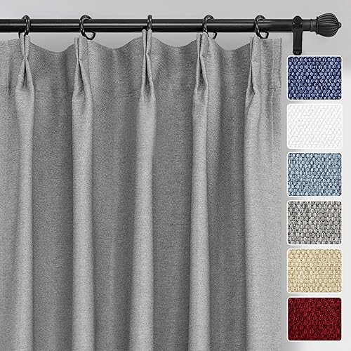 Miniatura 6 de DriftAway Cortinas opacas plisadas de 96 pulgadas de largo para dormitorio, juego de 2 paneles de cortinas texturizadas de lino para sala de estar,