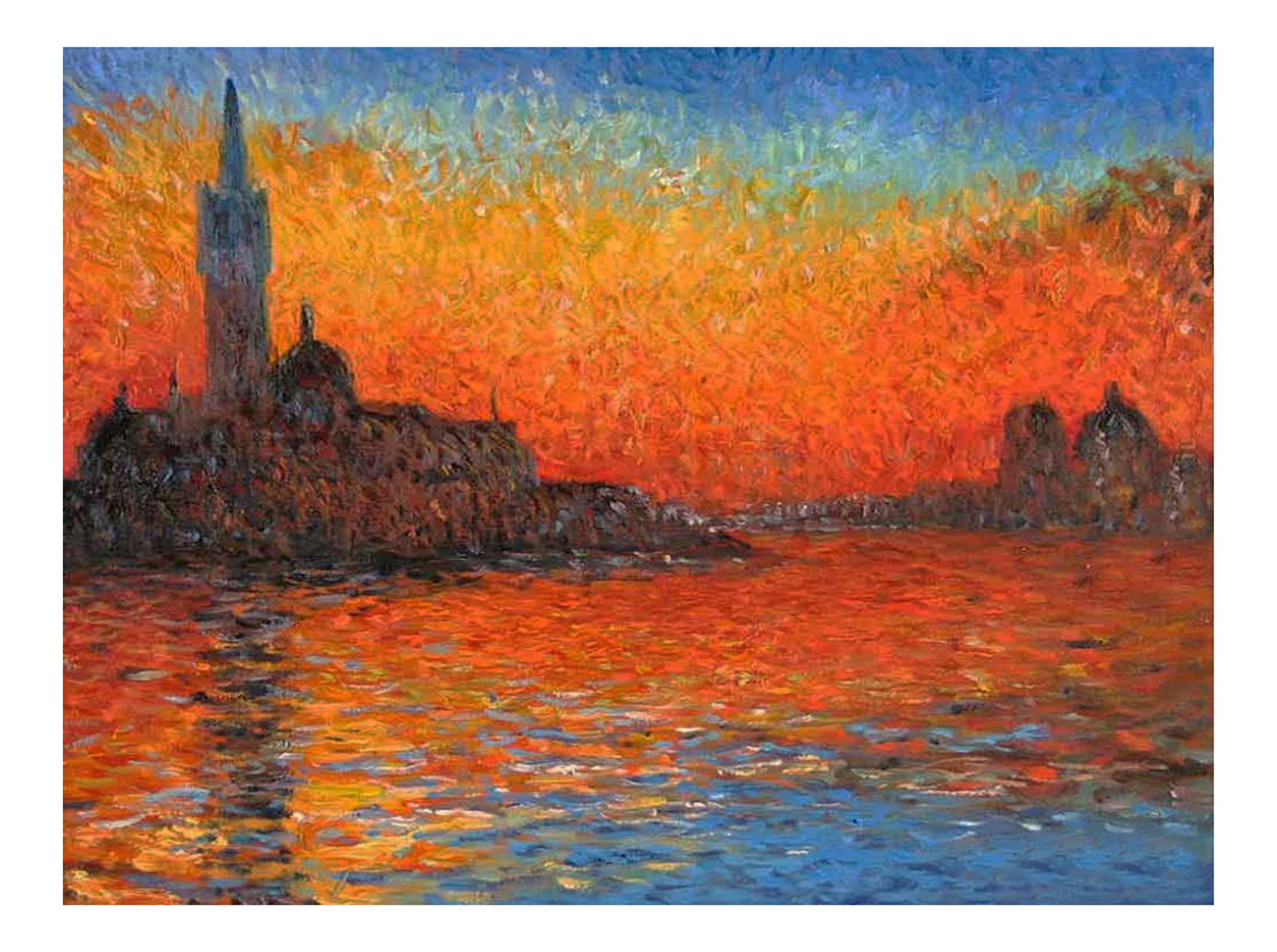 Claude Monet Venice Twilight Oil Paint Print ON Framed Canvas Wall