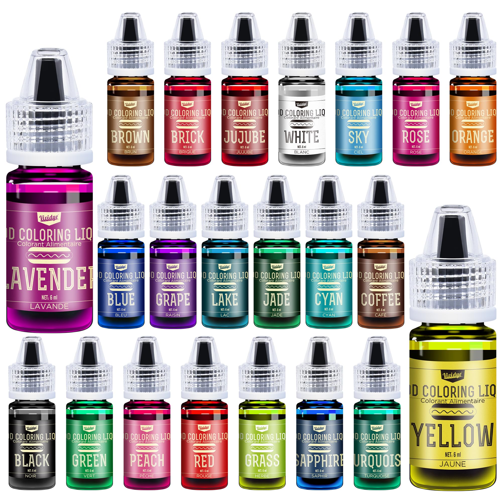 Food Coloring Set - 22 Vivid Colors Food Coloring Set for Baking, Cake Decorating, Cookie, Fondant and Macaron - Liquid Tasteless Food Color Dye for DIY Slime Making and Crafts - .25 fl. oz. Bottles