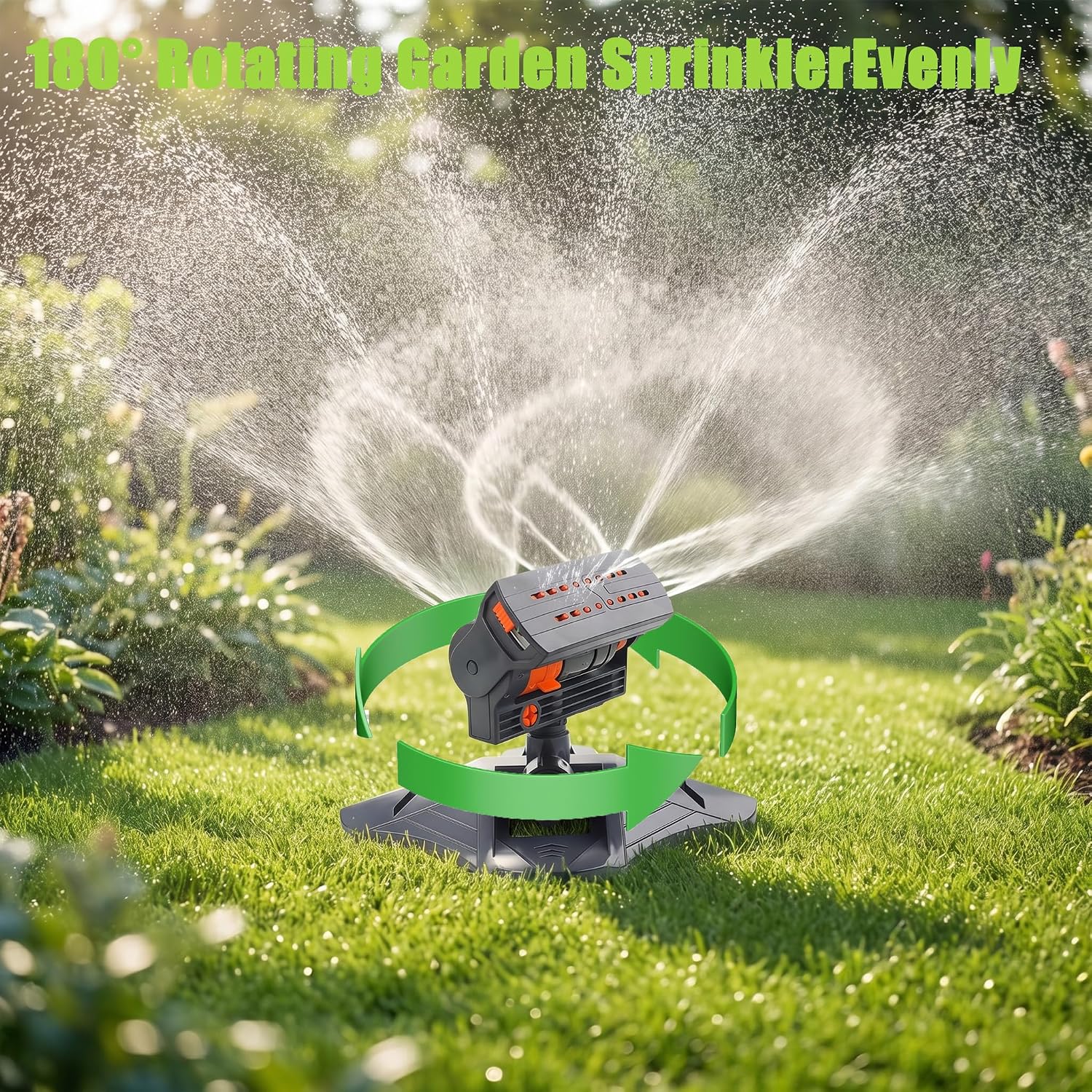 2026 Upgraded 16-Nozzle Oscillating Sprinkler with Dual-Zone Sprinkler Water Timer, 360° 16-Hole Automatic Rocking Sprinkler, Turbo Orbit Mist Sprinklers System for Garden (A No Timer)