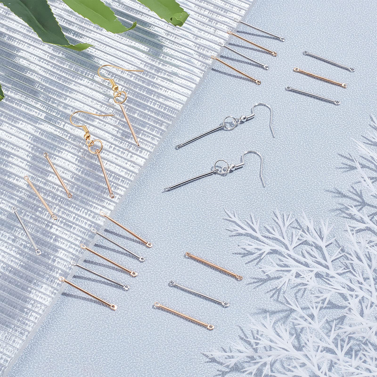 SUNNYCLUE 1 Boîte 40 Pièces Barre En Acier Inoxydable Liens Connecteurs Métal Rectangle Ovale Estampage Étiquettes 2 Trous Barre Blanche Perles Résultats Pour Bracelet Collier Fabrication De Bijoux