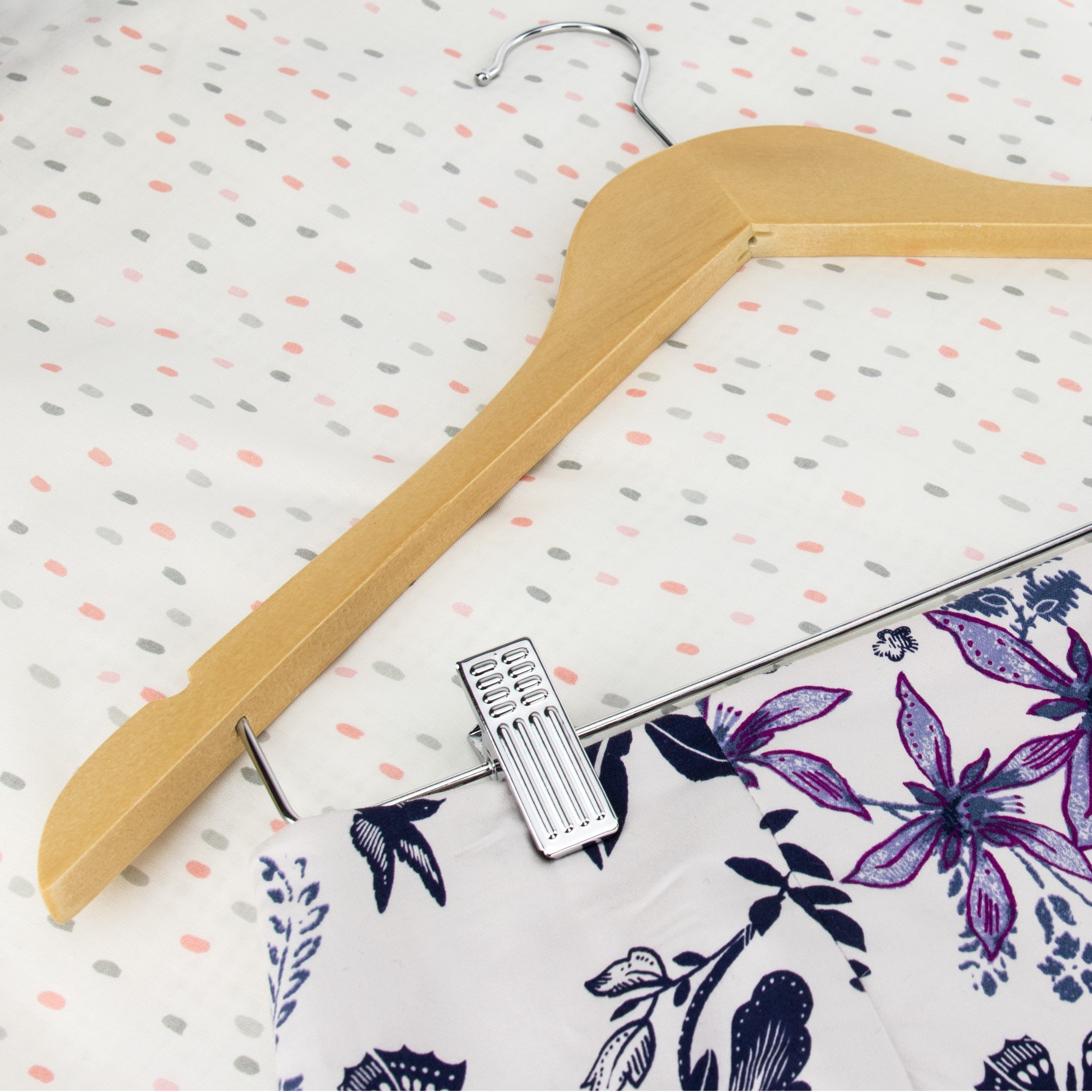 Hangerworld Lot de 5 cintres en Bois à Pinces Ajustables pour Tailleurs/Jupes - 45cm