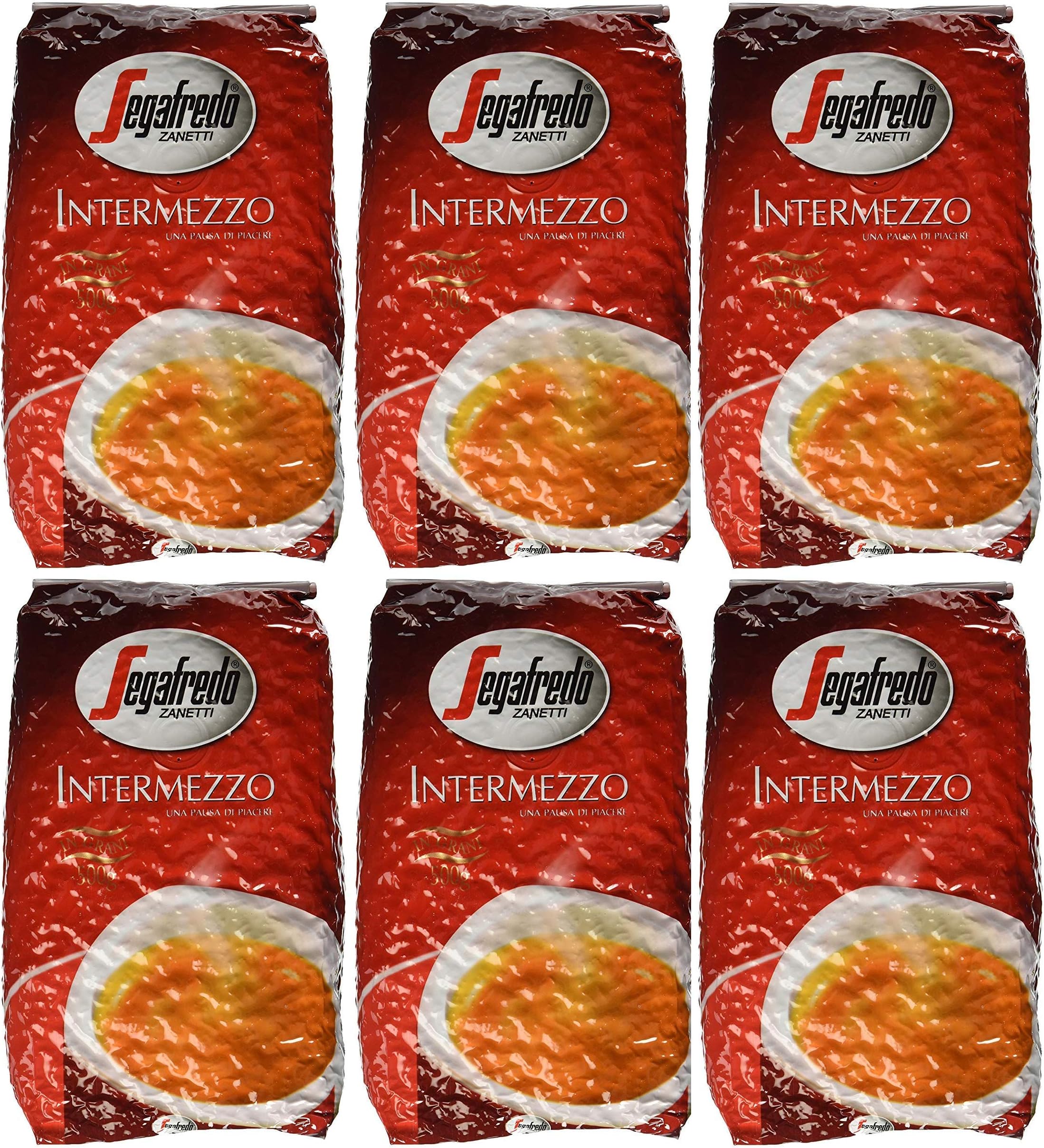 Zanetti Intermezzo Whole Bean Coffee 17.6oz/500g Bag (Pack of 6)