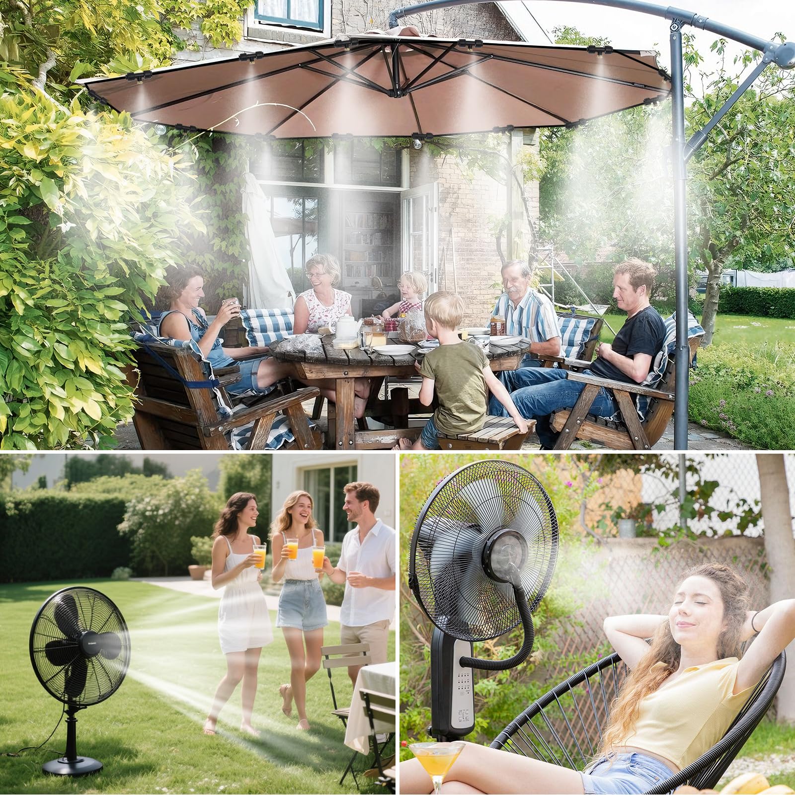 Brumisation refroidissements Système, Kit Brumisation Extérieur 60FT (18M) avec 20 Buses et pour Jardin, Terrasse, Serre, Parasol