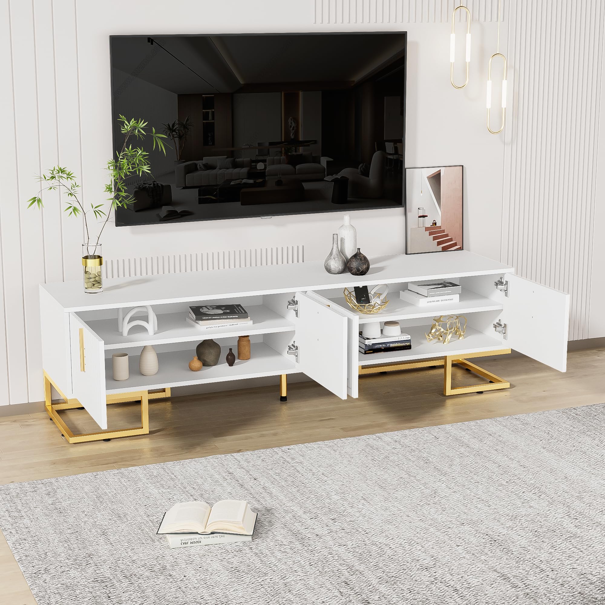 TV-Meubel, Lowboard, 237x35x45 Cm, Groot Formaat TV, Elektrische Haard Xxl Hangend Zwart