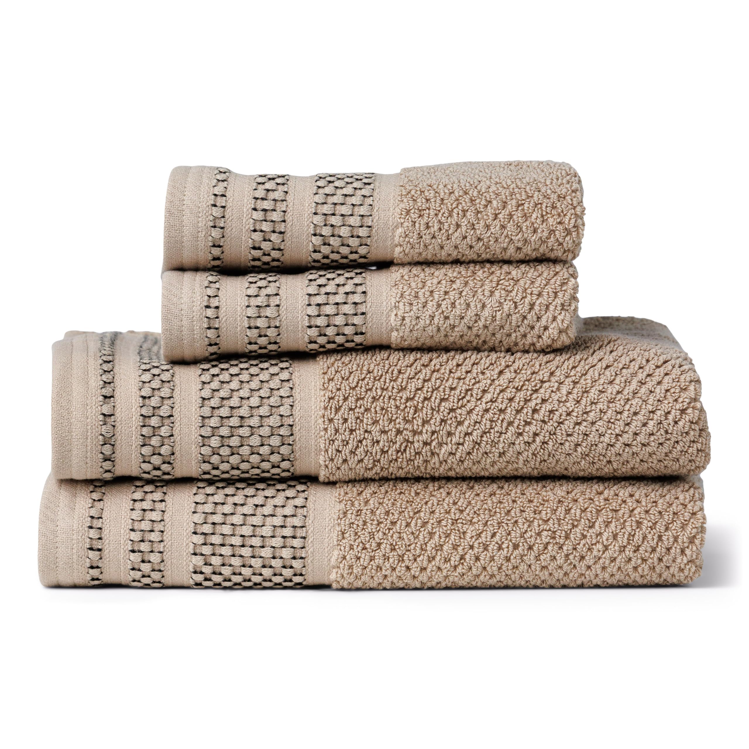 Texere Organic Cotton Rice Weave Jacquard 700 GSM Bath Towel Set