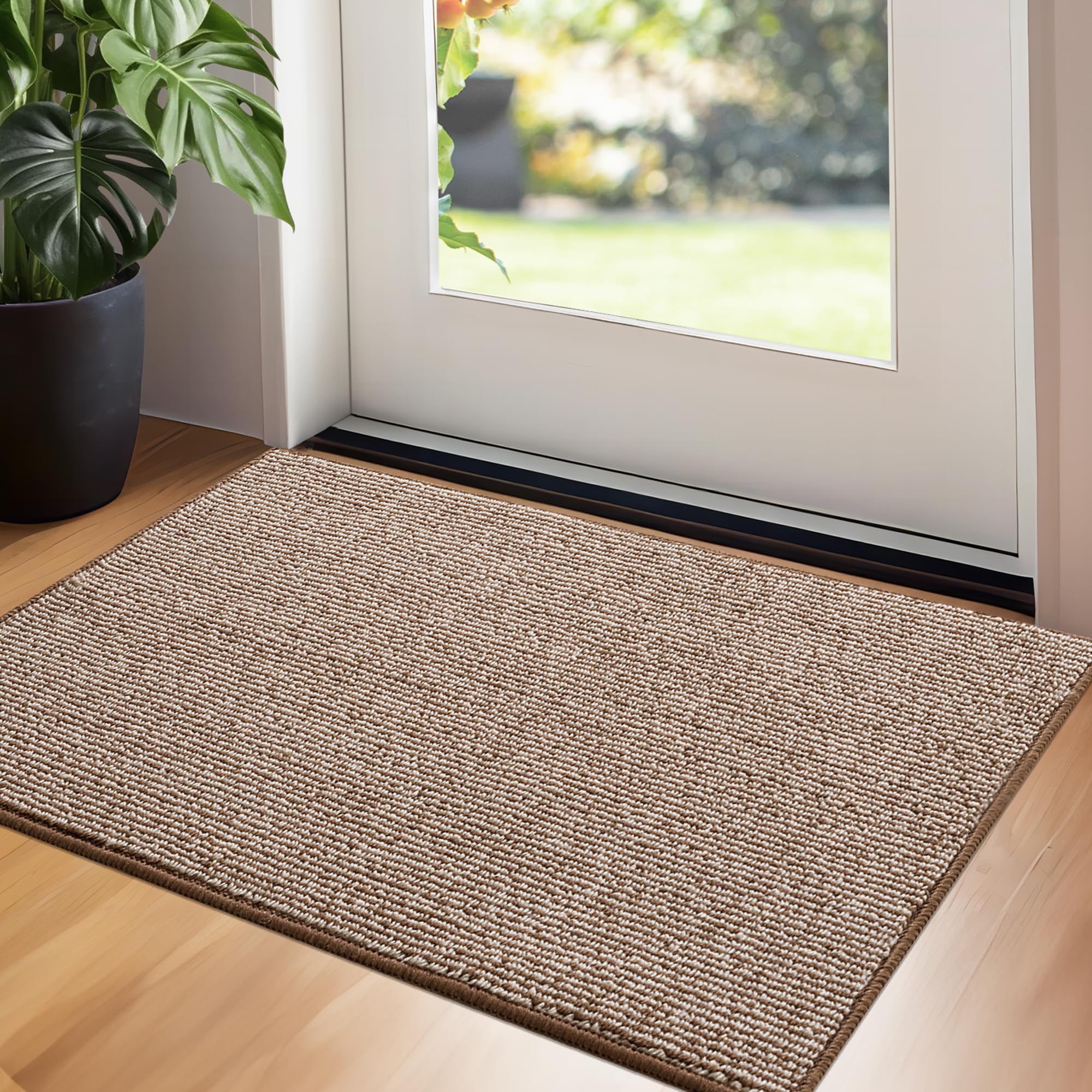 granny says front door mat indoor entrance, indoor doormat non slip washable, low profile outdoor welcome mat, 32" x 20" resist dirt absorbent door mats for entryway, floor, brown beige