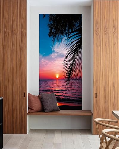 Miniatura 4 de FLFK Adhesivo mural para puerta, puesta de sol, despegar y pegar, tamaño combinado 32 x 80 pulgadas, dividido en 2 piezas