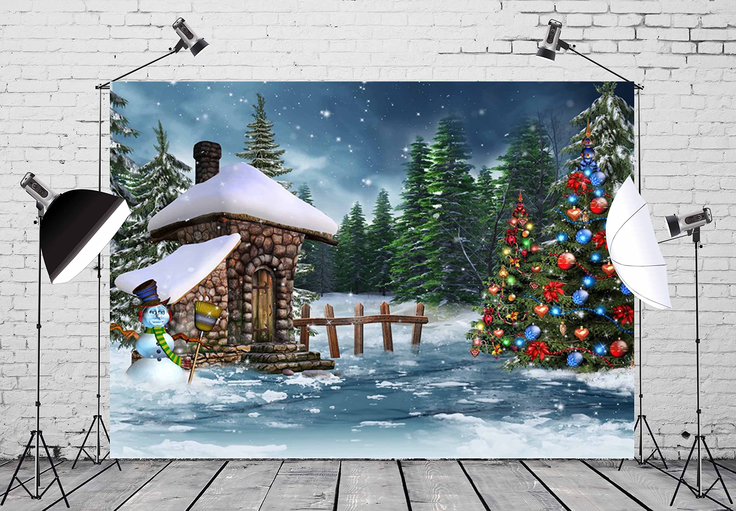 Weihnachts-Fotohintergrund 3x2,4 M – Winterwald-Design Aus Polyester, Für Fotoshootings & Deko