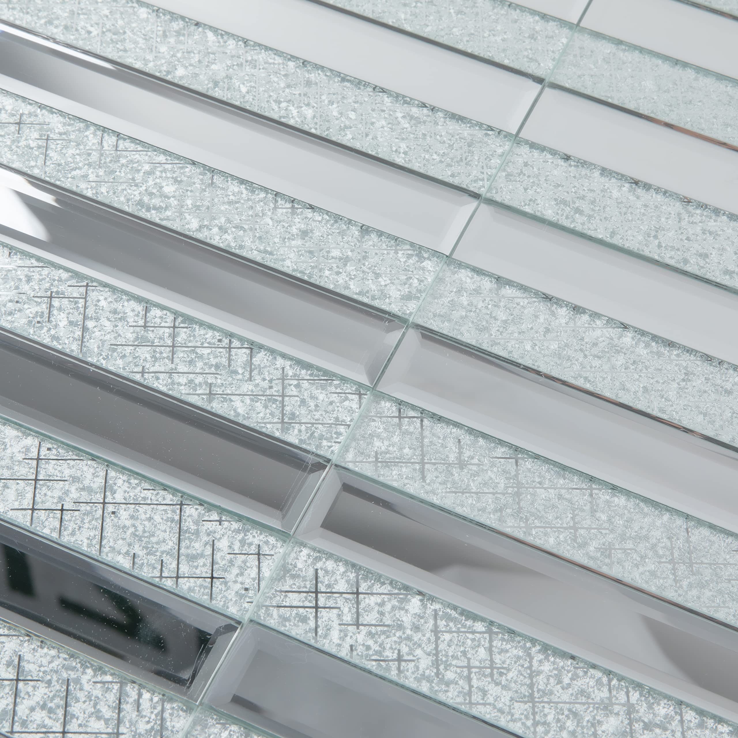 Lovdeco Peel and Stick Mirror Strip Tile, 1.2 x 12 Inches Mirror Tiles for Kitchen Backsplash and Bathroom Wall (5 Pieces, 5 SQ.FT.)