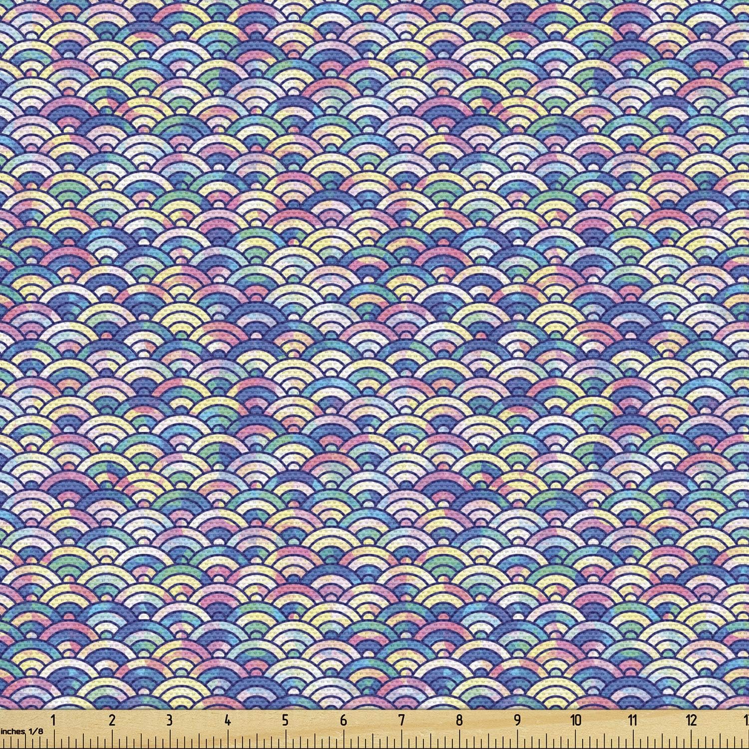 Lunarable Hearts Fabric by The Yard, Surrealism Inspired Valentines Day Illustration Dotted Lines Swirls and Hearts, Decorative Fabric for Upholstery and Home Accents, 5 Yards, Brown Cream
