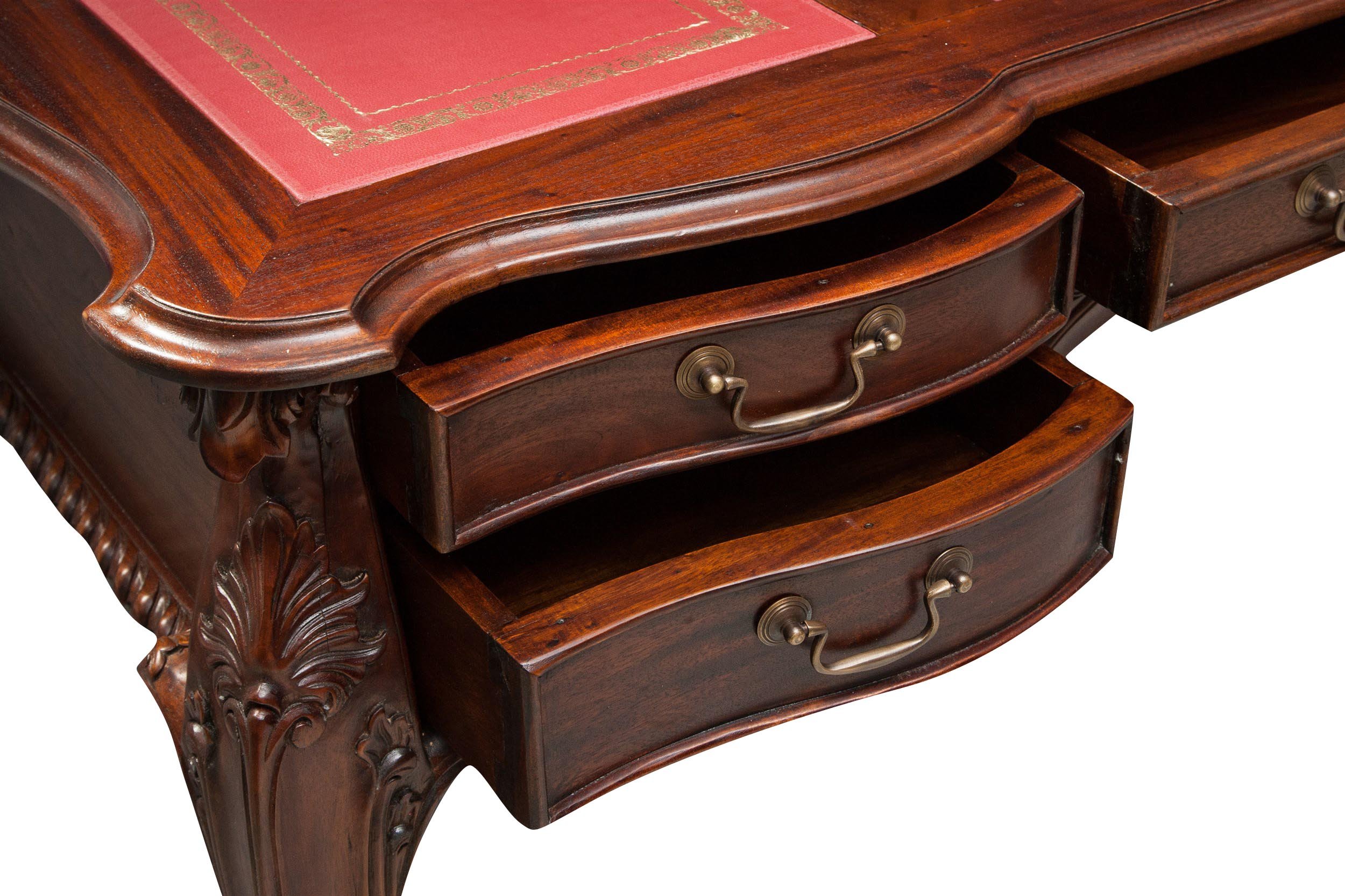 Biscottini Scrittoio in legno e pelle vintage 150x83x75 cm - Scrivania con cassetti - Scrittoio antico in legno - Scrivanie classiche per studio e camera da letto - Tavolo da lavoro per Computer