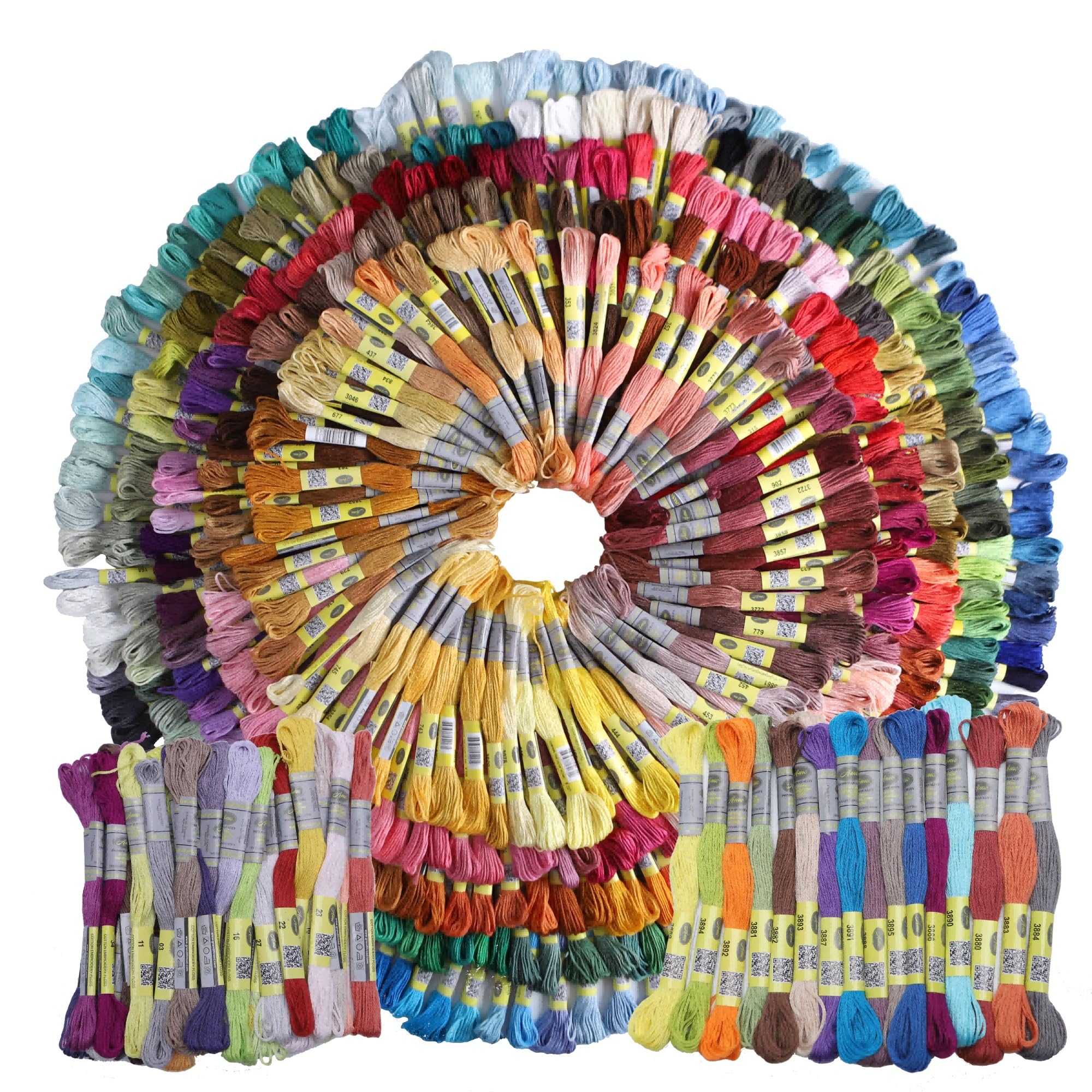 Stickgarn-Set, 505 Farben, langfaserige Baumwolle, 8 Meter pro Knäuel, ideal zum Nähen, Basteln und Quilten
