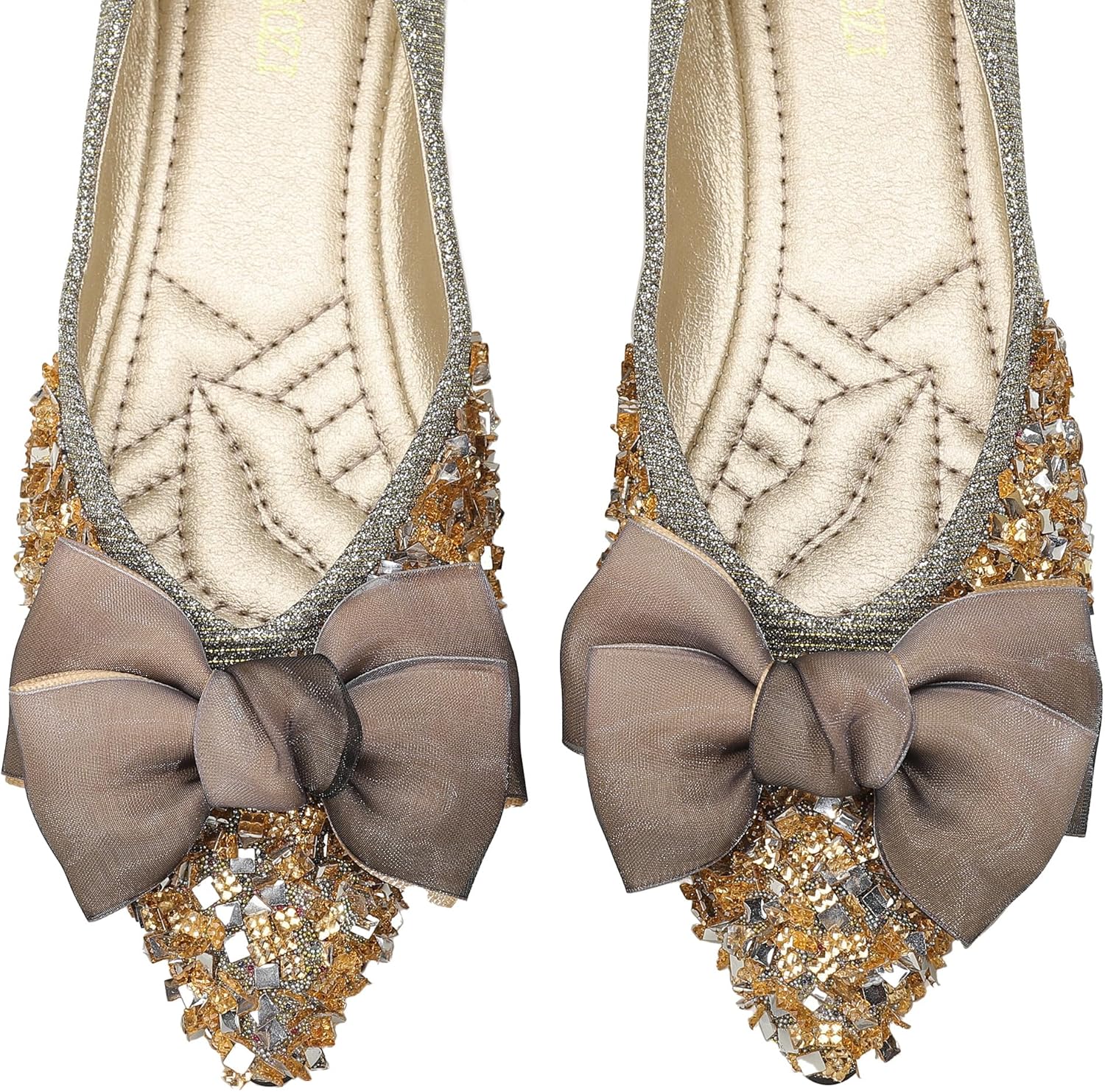 Flats Shoes for Women Rhinestones Bow Wedding Flats Slip on Flats for Women Comfortable Dress Shoe - Image 4