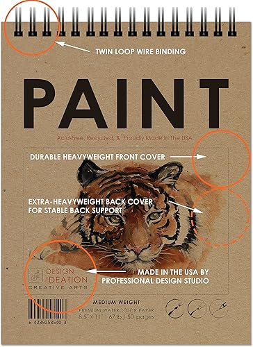 Miniatura 3 de Libro de acuarela. Cuaderno de bocetos con alambre para lápiz, tinta, marcador, carbón y pinturas de acuarela, 8.5 x 11 pulgadas (2)