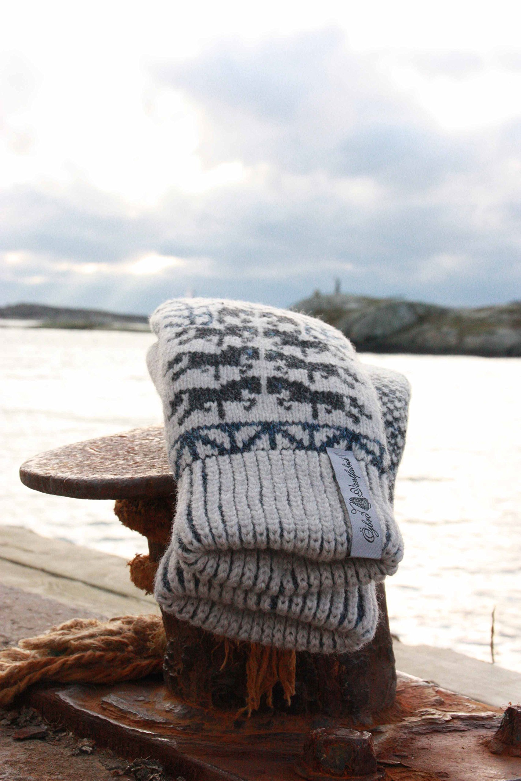ÖJBRO VANTFABRIK guanti in maglia lana merino Gotland Kalk S (6) blu guanto fuderato caldi morbidi Svezia