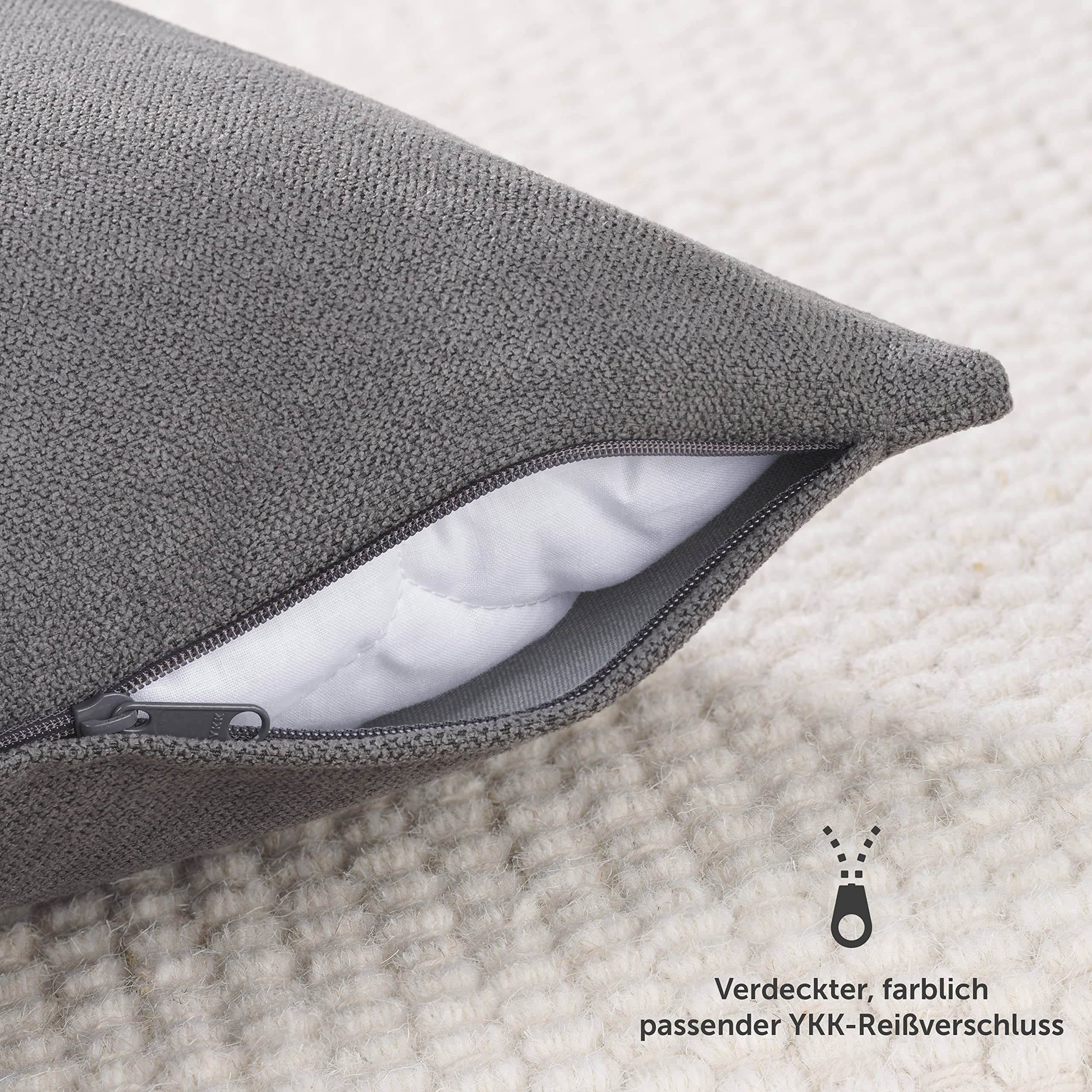 Blumtal zestaw 2 poszewek 60x60 antracyt – miękkie poszewki chenille z ukrytym zamkiem, certyfikowane przez Oeko-Tex, na poduszki dekoracyjne, sofy, poduszki siedziskowe i ozdobne