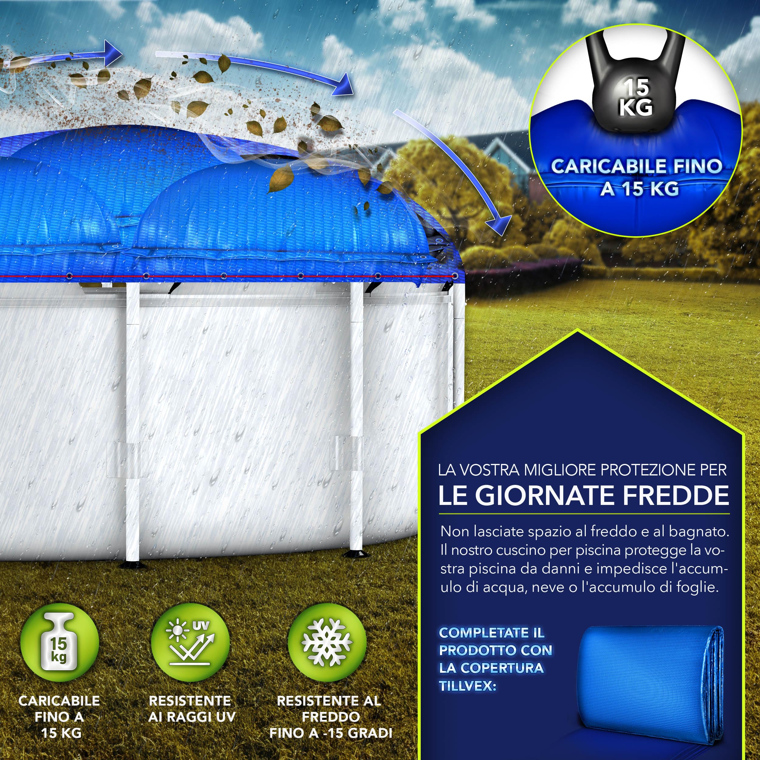 Cuscino Piscina Invernale Rettangolo 8×4ft, Cuscino Aria Piscina Copertura Invernale, Cuscino Gonfiabile Invernale Piscina, Accessori per Piscina Copertura Invernale Galleggiante Svernante (3 Pezzi