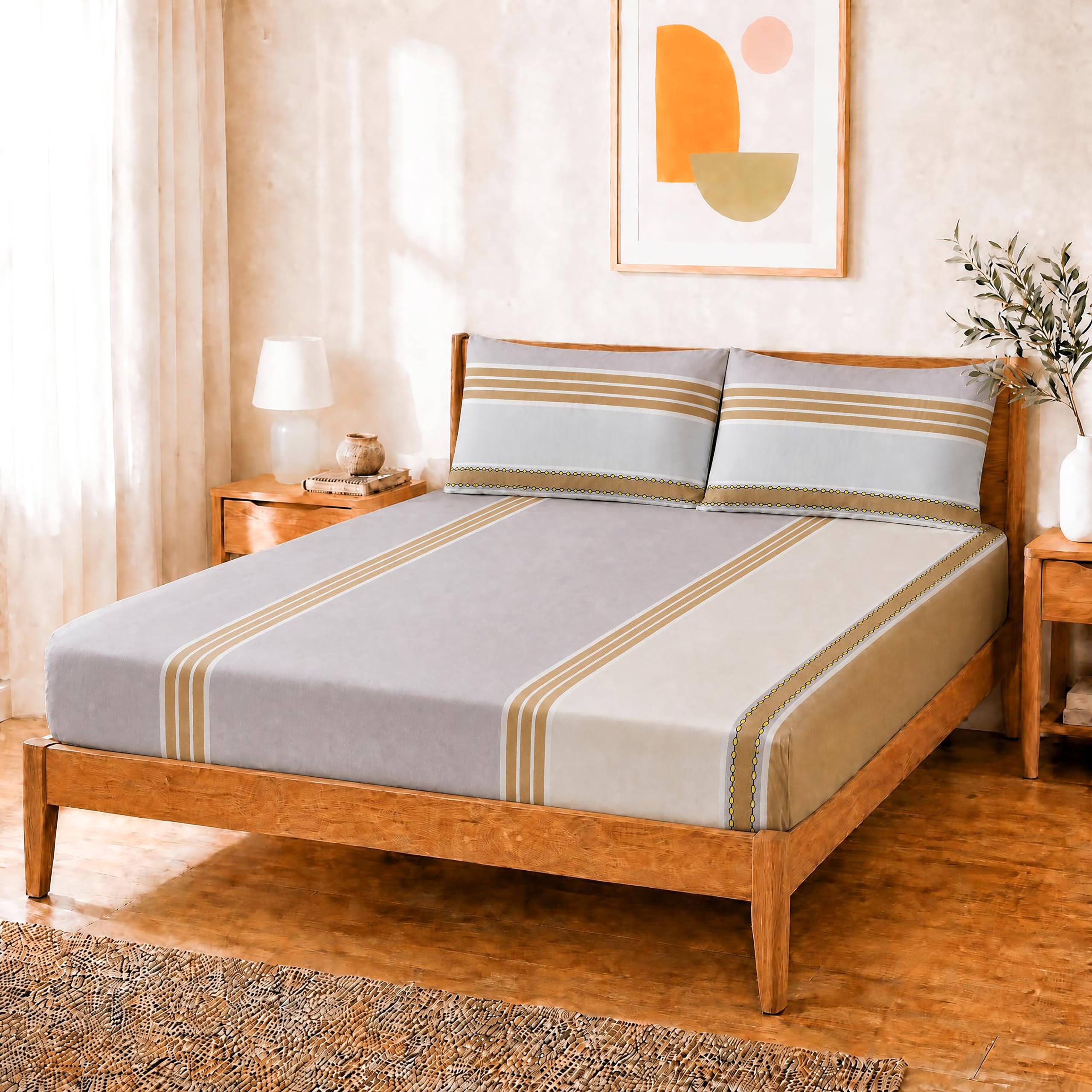 Salt Earth Queen Fitted Sheet - Cotton Feel & Deep Pocket -10