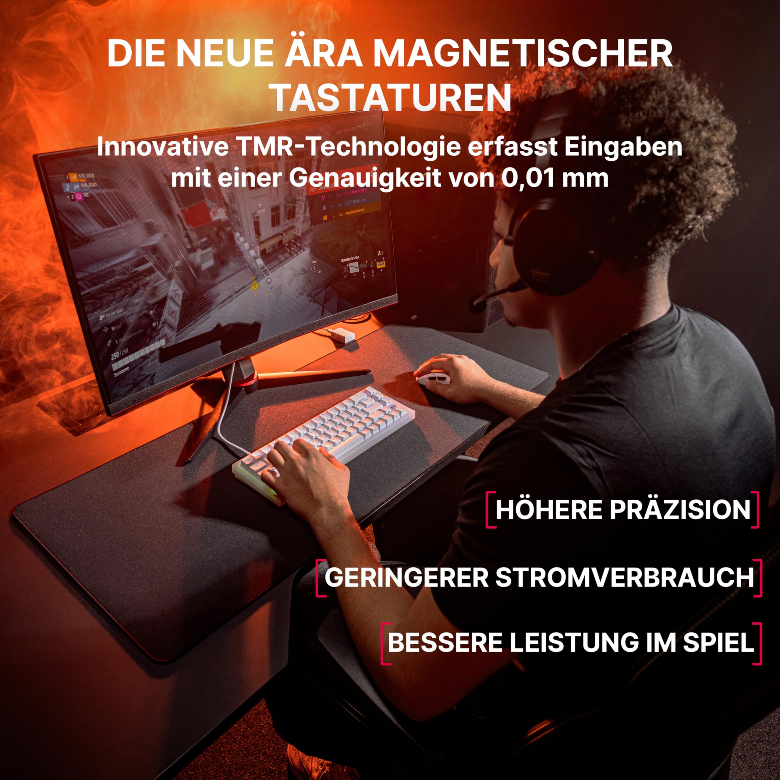 K5 Pro TMR Compact, Gaming-Tastatur, Deutsch QWERTZ, Weiß | Kabelgebunden (USB-A), Magnetische Anpassbare MK CRYSTAL Switches, Hot-Swap, Rapid Trigger, SnapKey, Schalldämpfung, 8000 Hz