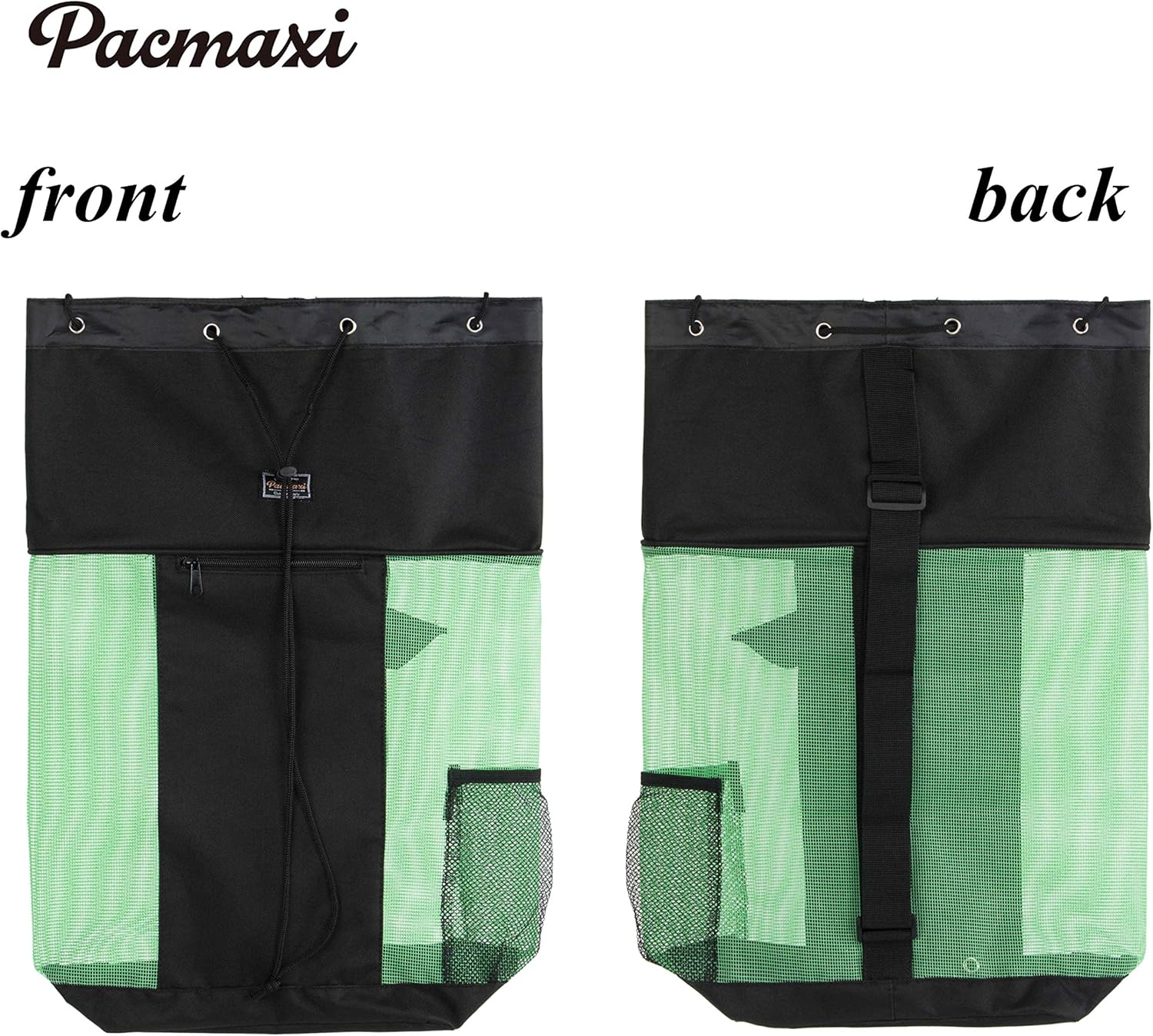 PACMAXI Mesh Scuba Diving Bag, Travel Dive Bag for Scuba or Snorkeling with 1 Zip Pocket and 1 Mesh Pocket, Can Holds Mask, Fins, Top Snorkel, Trek Fins. (Black) : Sports & Outdoors