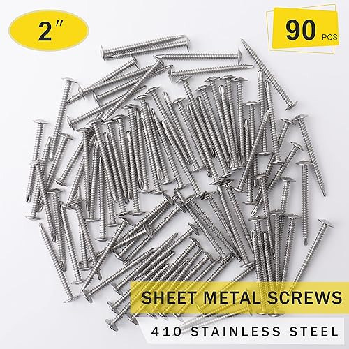 Miniatura 3 de JEGONFRI Tornillos autorroscantes de acero inoxidable #8 x 2 410 para metal, plástico y madera, cabeza de armadura modificada Phillips Drive,