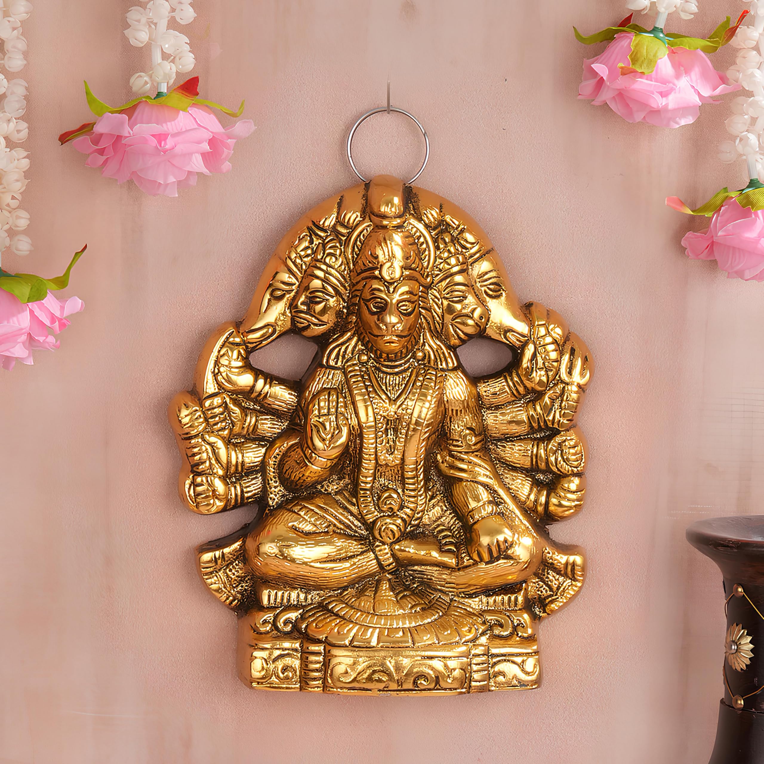 TIED RIBBONS Panchmukhi Lord Hanuman Idol (Small, Metal, 5.3 Inch x 4 Inch) for Home Decor Pooja Room Bedroom Office Table Wall Bajrangbali Murti Statue Showpiece Gifting Decoration Items-image-10