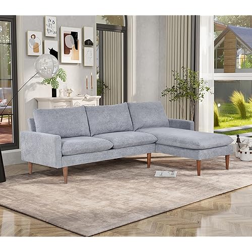 86" L-Shaped Sectional Sofa - 3-Seater Convertible Sectional Sofa Couch with Velvet Fabric - Small Sectional Sofa with Chaise for Living Room,Apartments