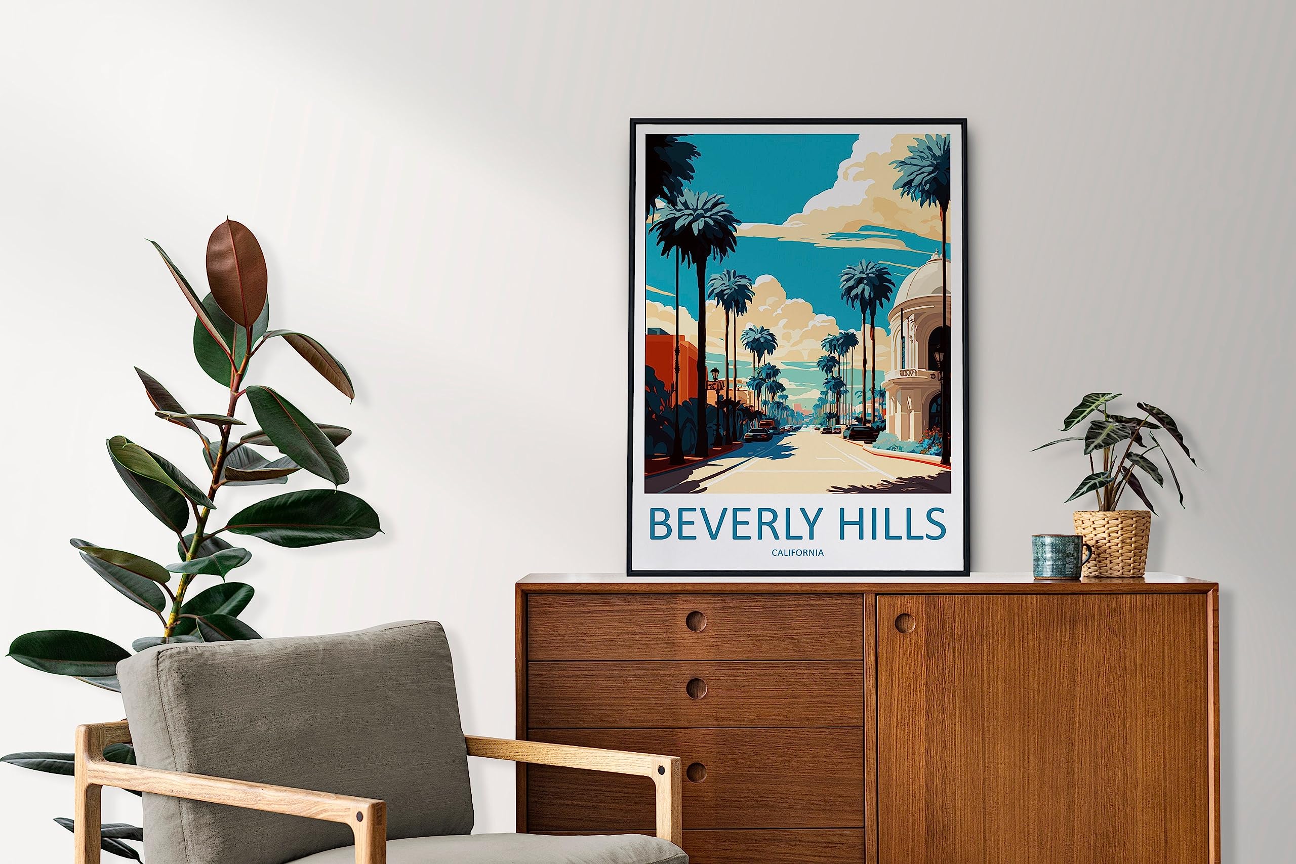 Amazon.com: Beverly Hills Travel Print Wall Art Beverly Hills Wall