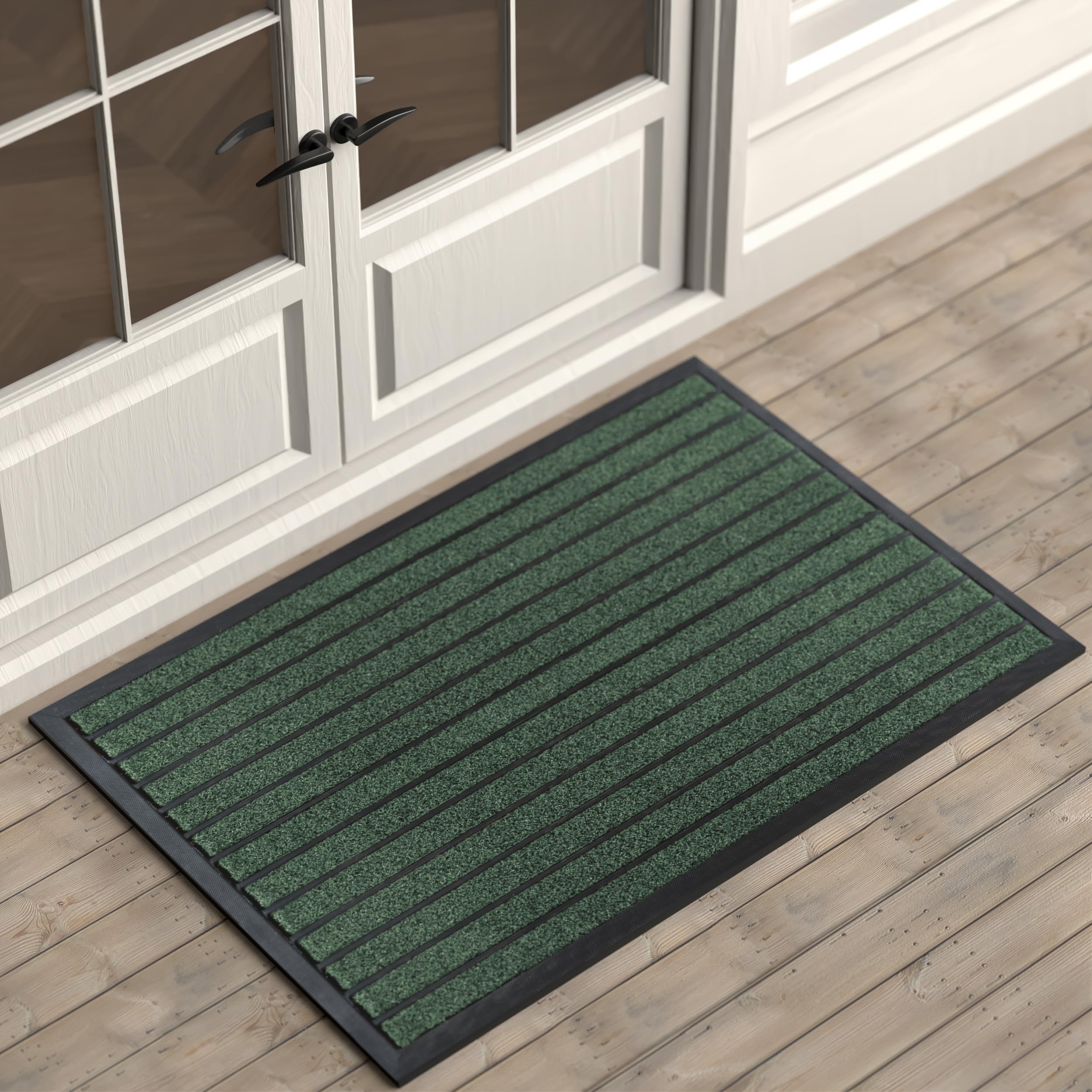 ubdyo Extra Durable Door Mat - Dirt Trapping Outdoor Welcome Mats - Non-Slip Outdoor Door Mats - Low Profile Front Door Mat - Indoor Doormat (47" x 32", Bright Green)