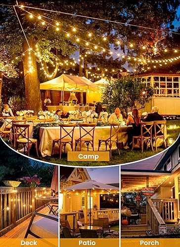 Miniatura 9 de Brightown Guirnalda de luces solares para exteriores, impermeables, con bridas y ganchos remotos, luces de patio de 38 pies con 15 bombillas LED