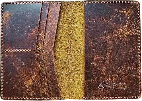Leather Passport Holder for Men and Women - Handmade Vintage Travel Wallet - Mens Passport Case with Card Organizer - Genuine Leather Passport Cover - 4 Card Slots Style B