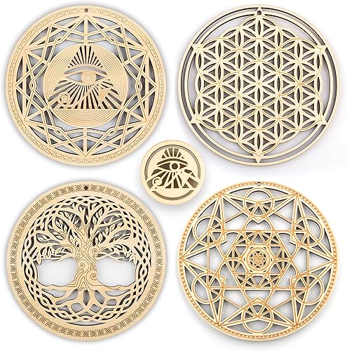 531 pulgadas Juego de 4 piezas de Geometría Sagrada El Ojo de Horus La Flor de la Vida El Árbol de la Vida El Cubo de Metatrón Rejilla de Cristal