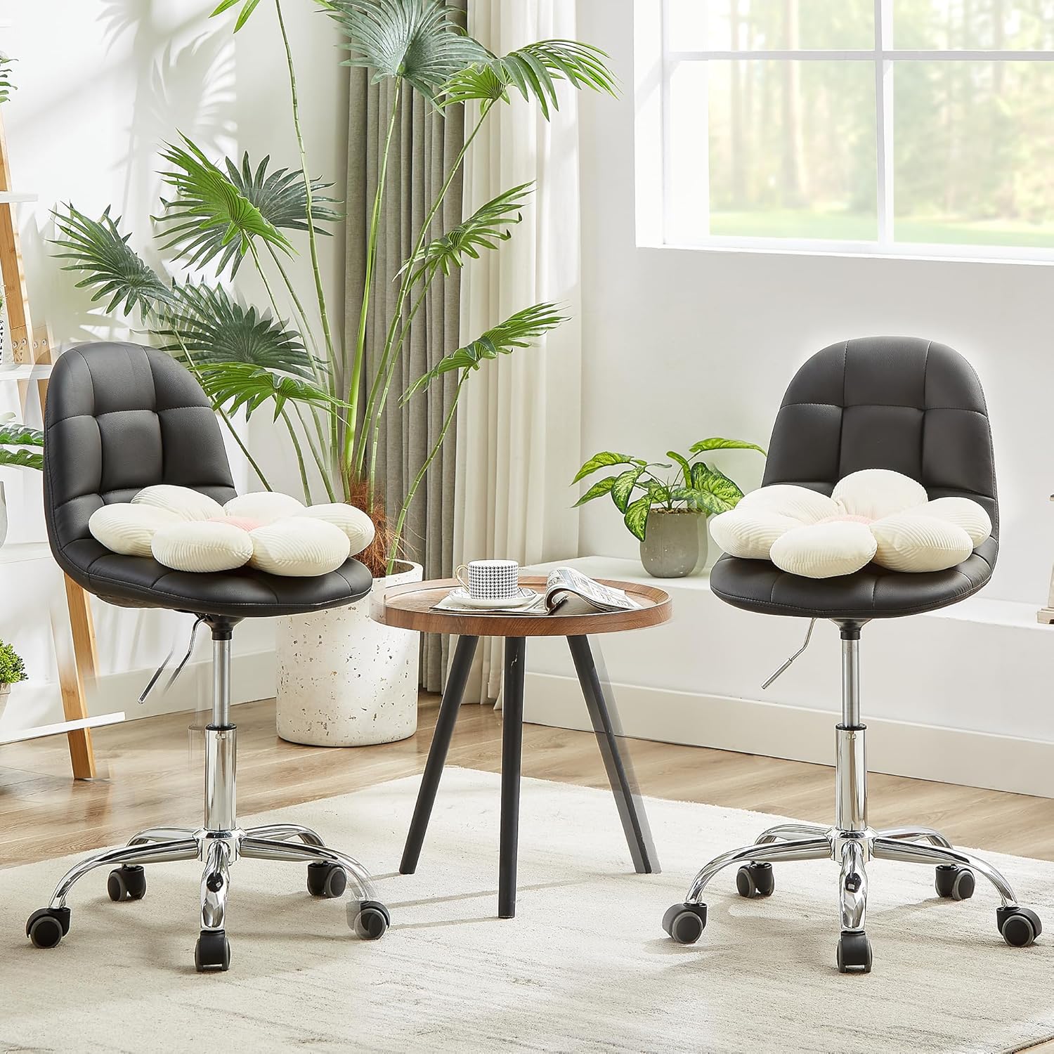 VECELO Height Adjustable Business Task Chair - Comfortable Padded Faux Leather Office Chair, Premium Craftsmanship, Rolling Swivel Desk Chair for Home Office Conference Room-Black