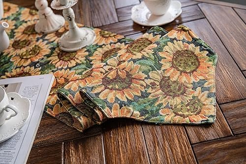 Miniatura 4 de Camino de mesa de estilo retro de granja, camino de mesa rústico de girasol, 72 pulgadas de largo, lavable a máquina, Acción de Gracias, fiesta de