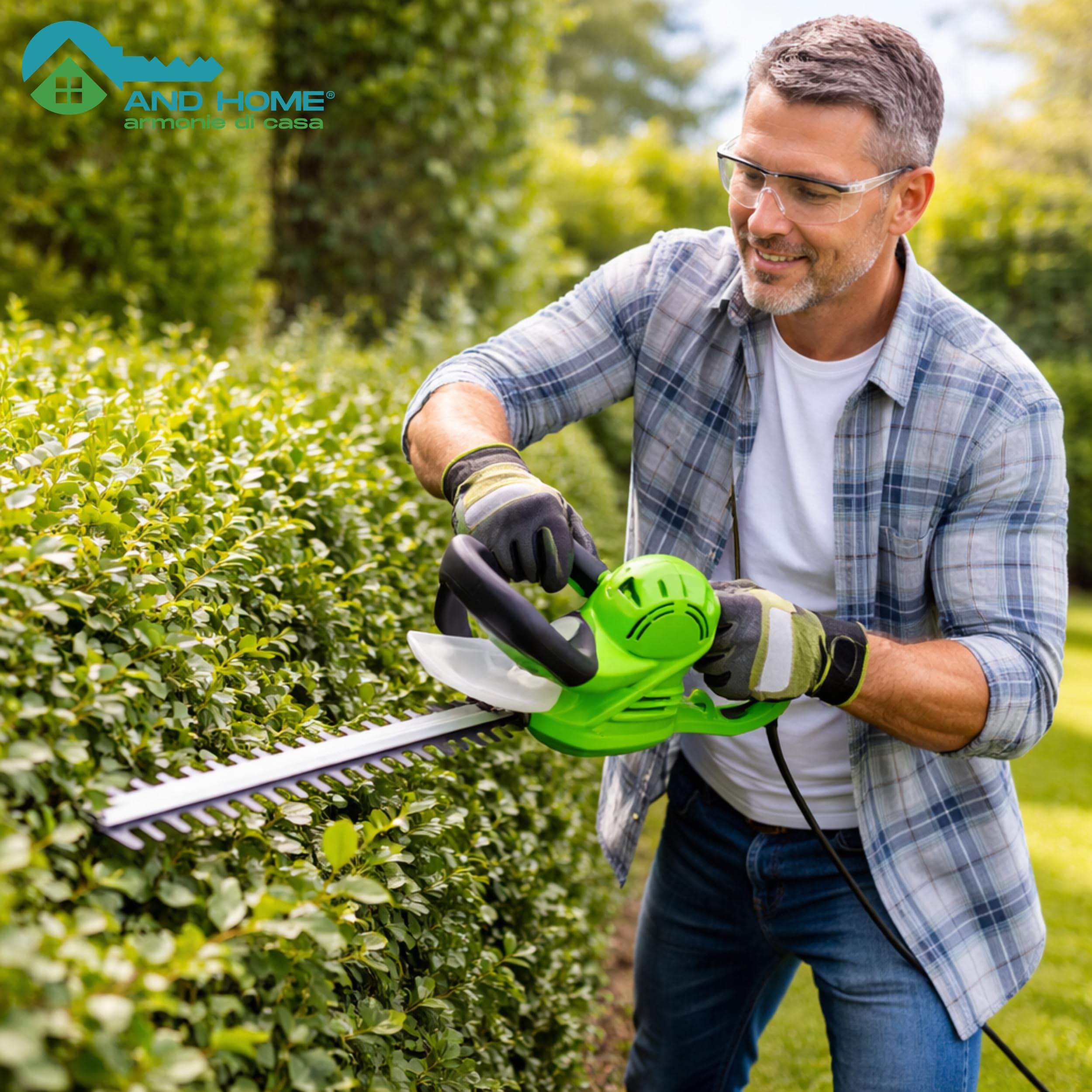 Tagliasiepi Elettrico 550W - Lama Doppia Azione Da 61 cm PERFETTO PER RAMI DURI - Taglio 20 mm - Freno Elettrico INTEGRATO - Tagliasiepi Elettrico con Filo - LEGGERO e POTENTE per Giardino