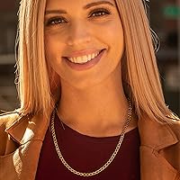 Vista 3 de LIFETIME JEWELRY Diamond Cut Edge Curb Link Chain Necklace 24k Real Gold Plated