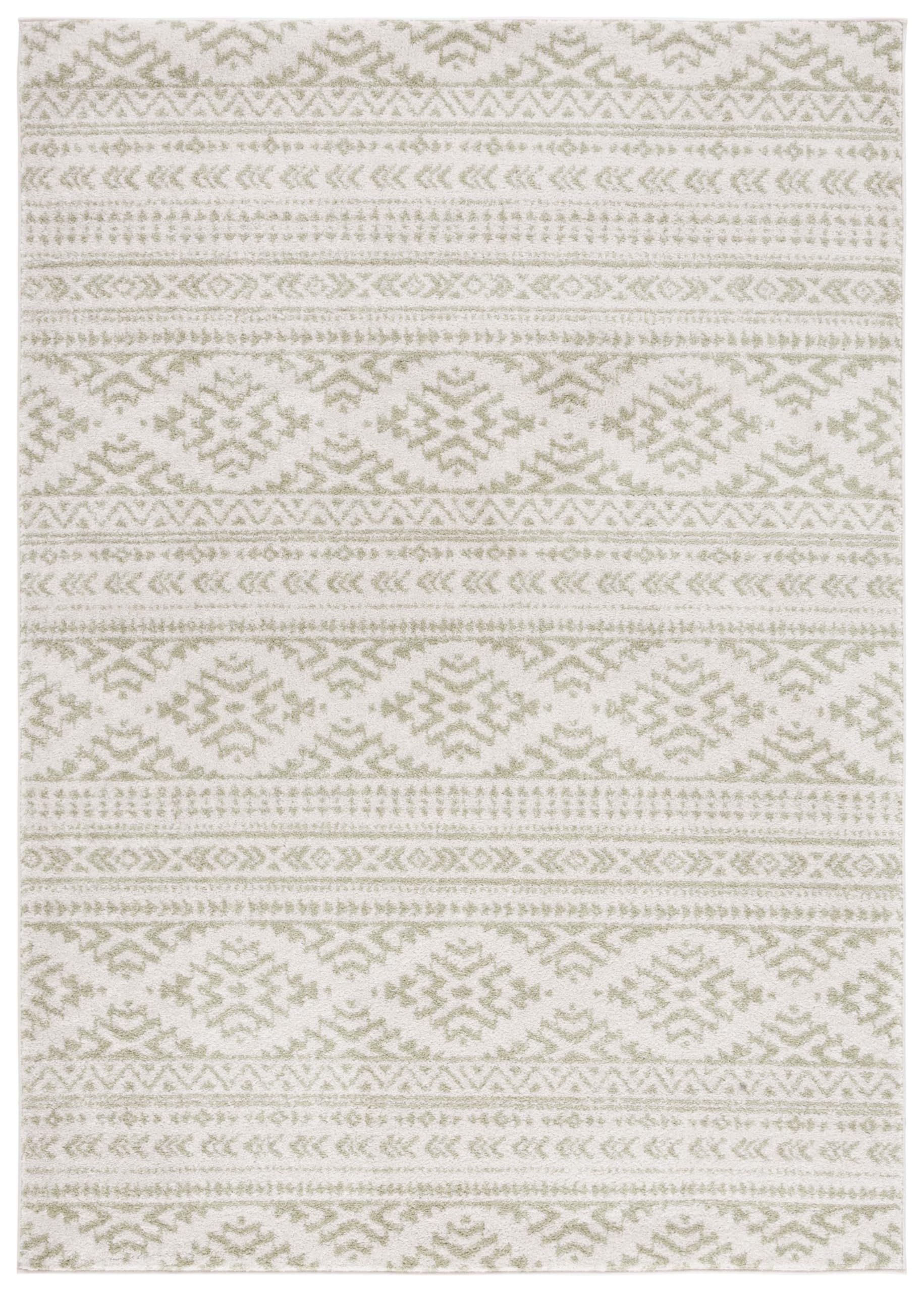 SAFAVIEH Area Rug 6x9 - Tulum Collection - Ivory & Sage, Moroccan Boho Tribal Design, Non-Shedding & Easy to Clean, Ideal for Living Room, Bedroom,
