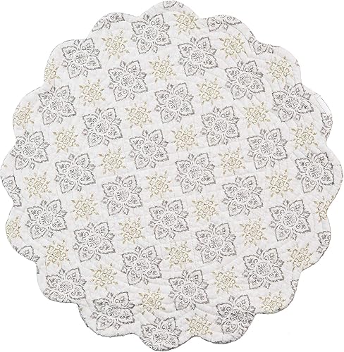 Miniatura 4 de C&F Home Elaina Medallion - Juego de 6 manteles individuales redondos acolchados de algodón, lavables a máquina, redondos, para comedor, cocina,
