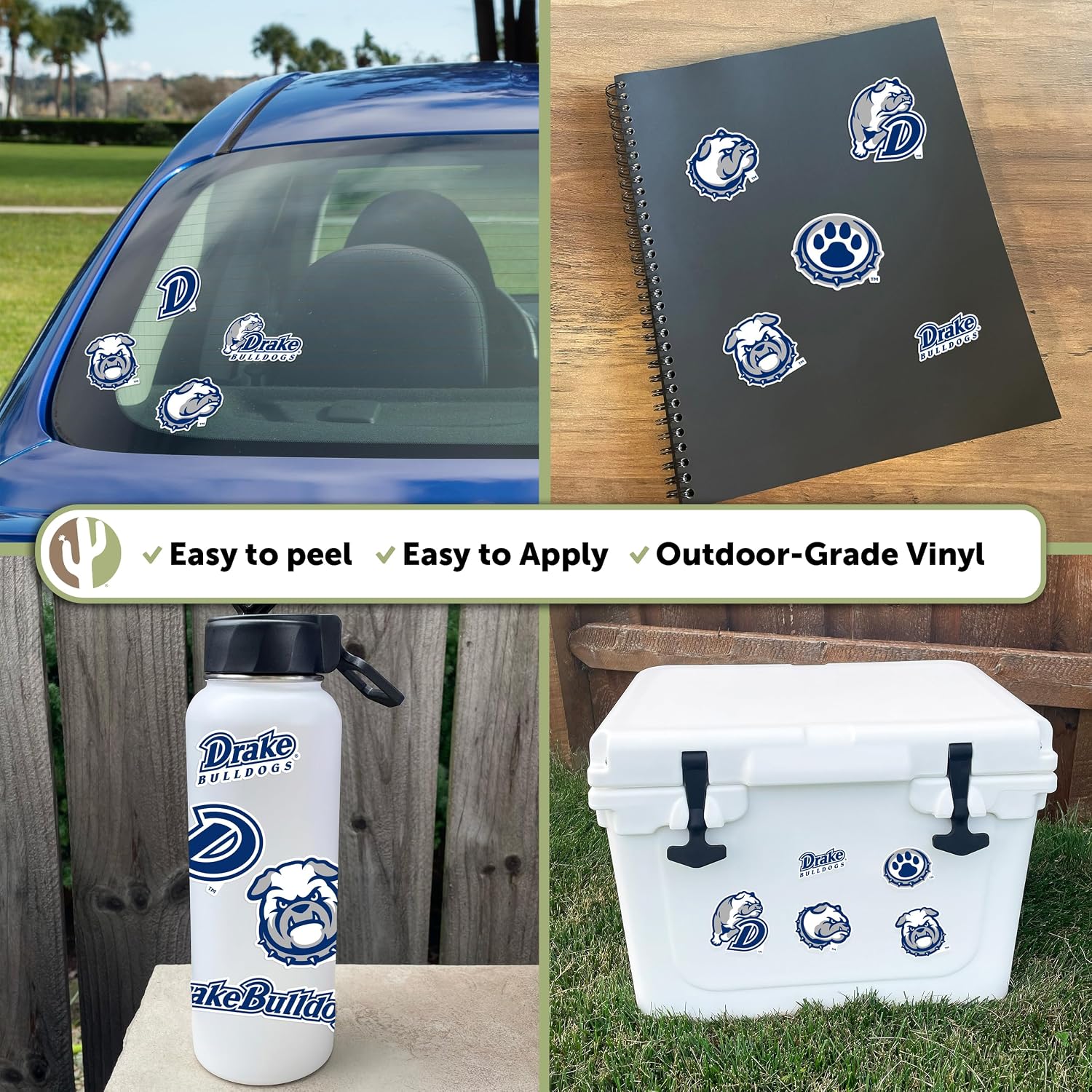 Desert Cactus Drake University License Plate Frame and Stickers Bundle Gift Set Bulldogs Decals image 3