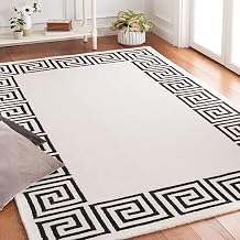SAFAVIEH Area Rug 8x10 - Metro Collection - Large - Ivory &amp; Black, Handmade Wool, Greek Key Border Design, Ideal for Living Room, Bedroom, Office, Dining Space (MET275Z)
