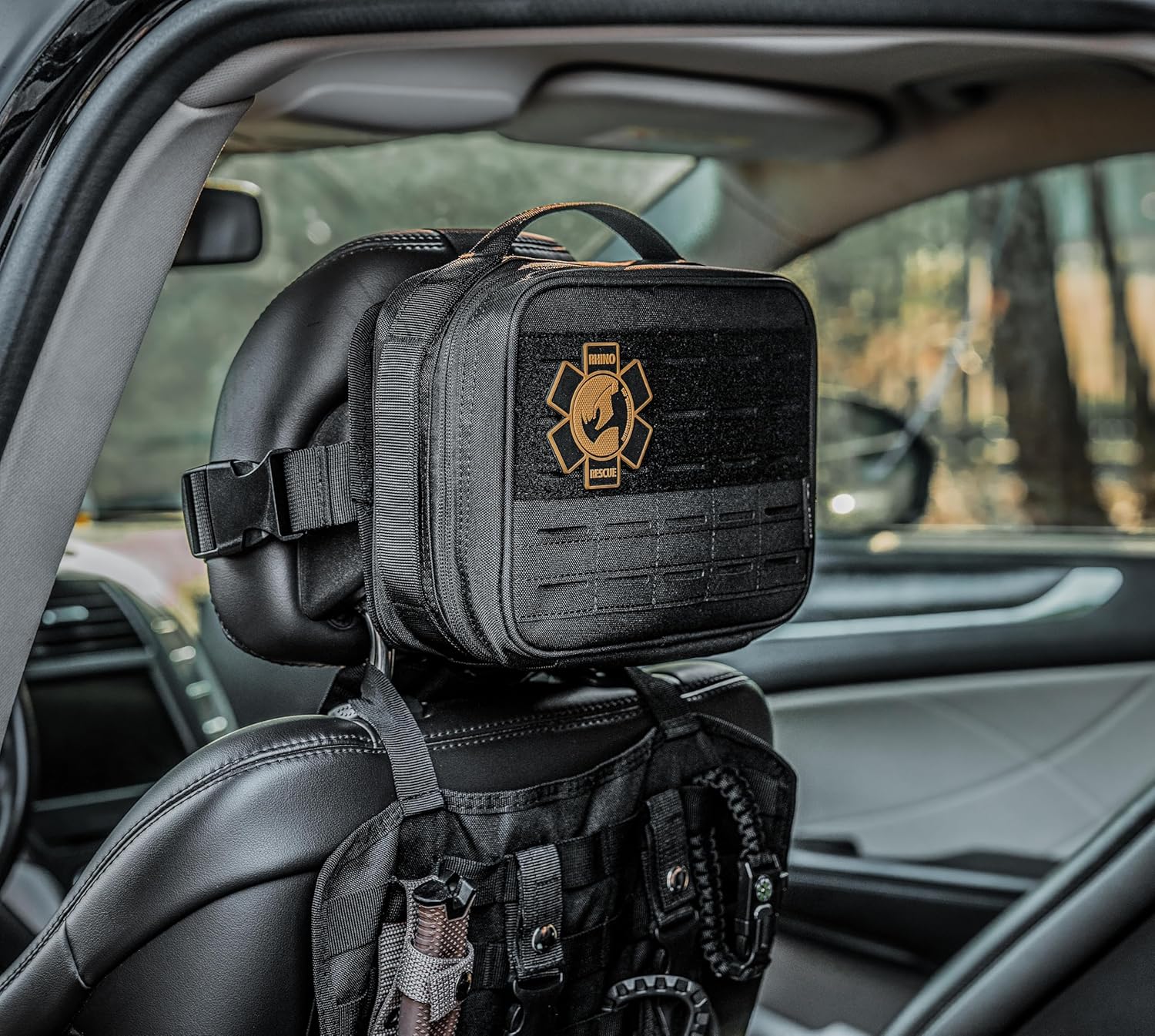 RHINO RESCUE Vehicle IFAK Trauma Kit with C-A-T Tourniquet, Tactical First Aid Kit Molle Pouch Black