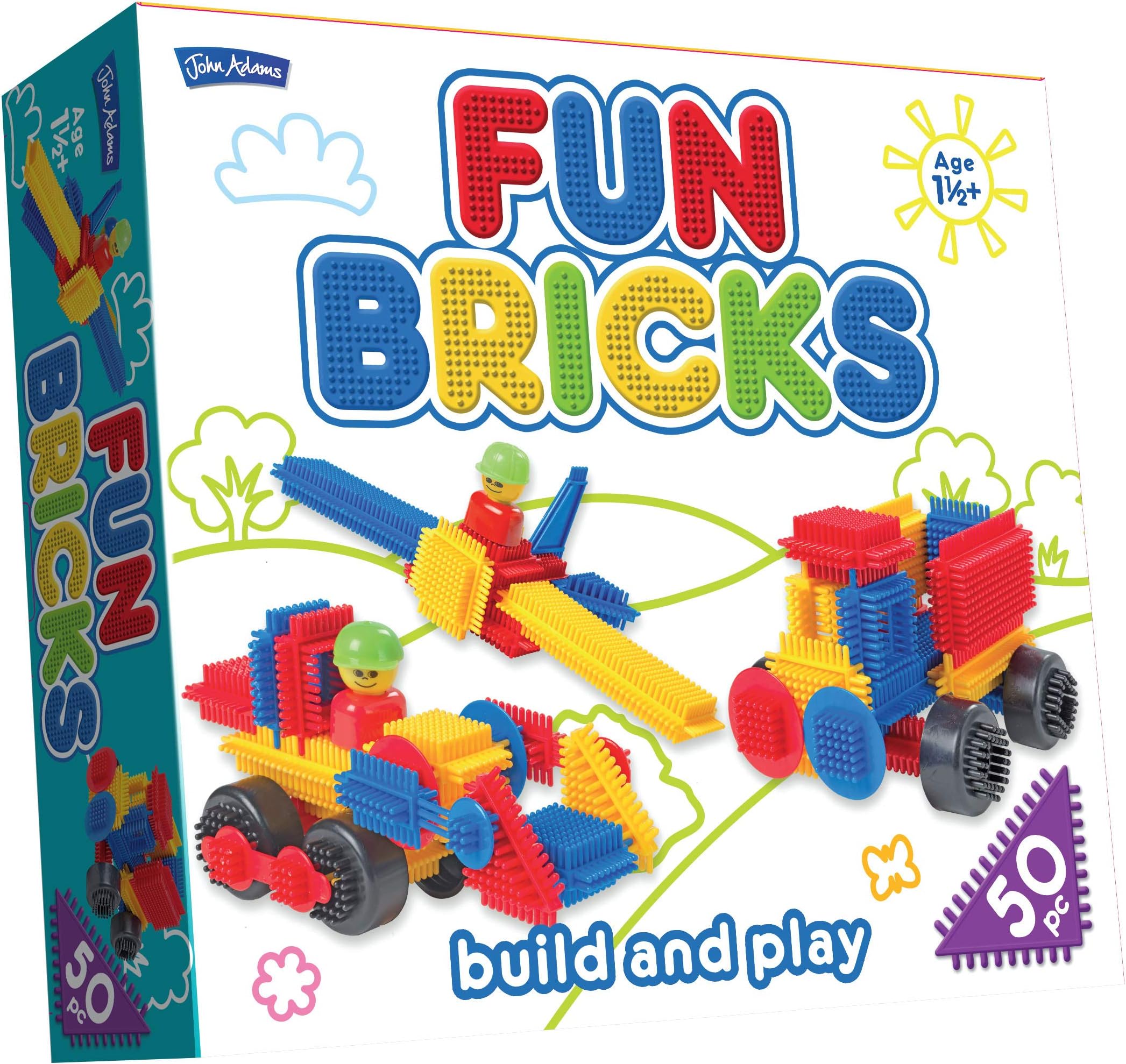John Adams | Fun Bricks 50 Piece Set: Build and play | Preschool Building Blocks | Ages 18m+