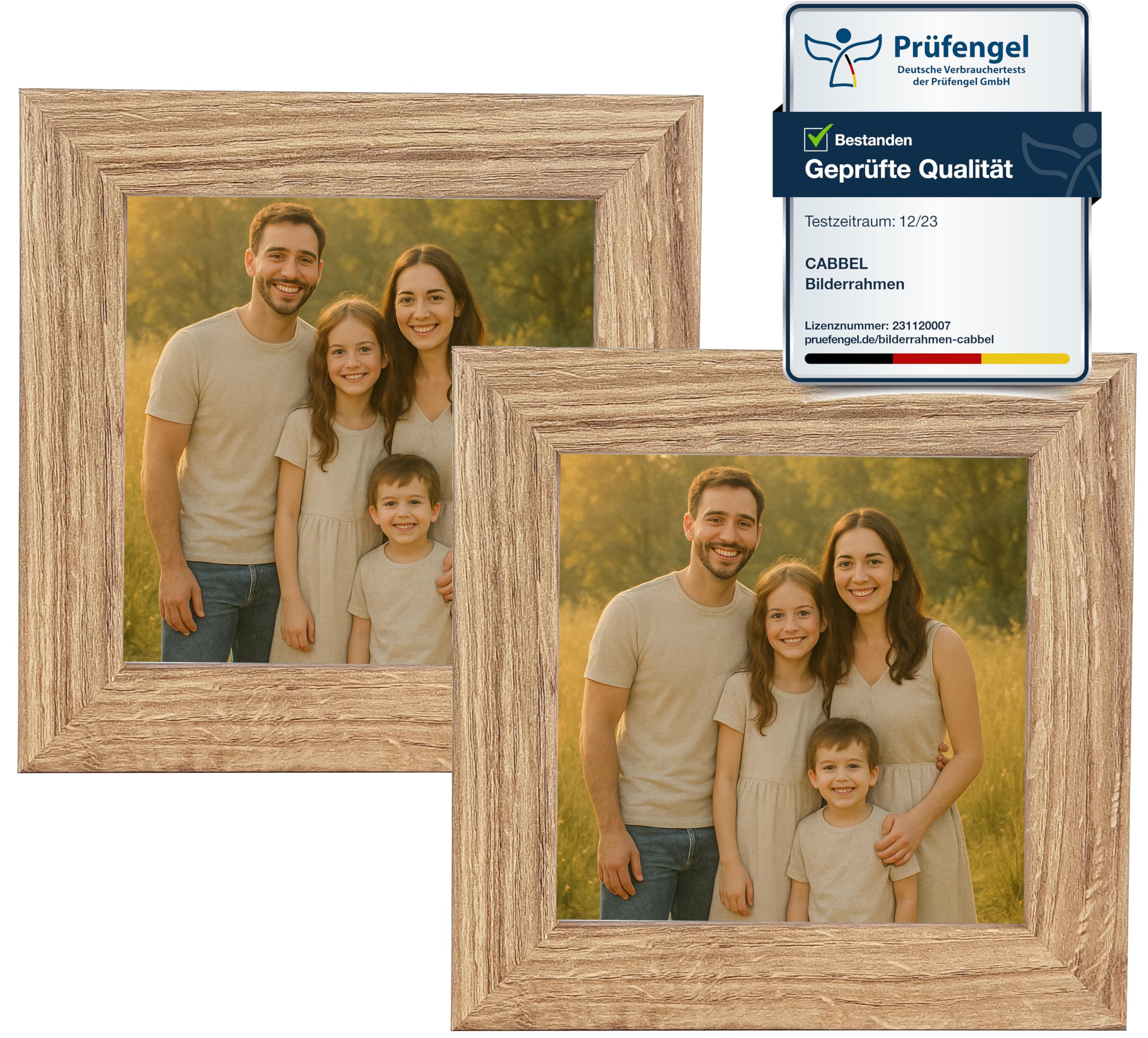CABBEL Marco de fotos 10x10 cm roble – 2 unidades – marco decorativo con frontal acrílico – ideal para fotos, certifica…