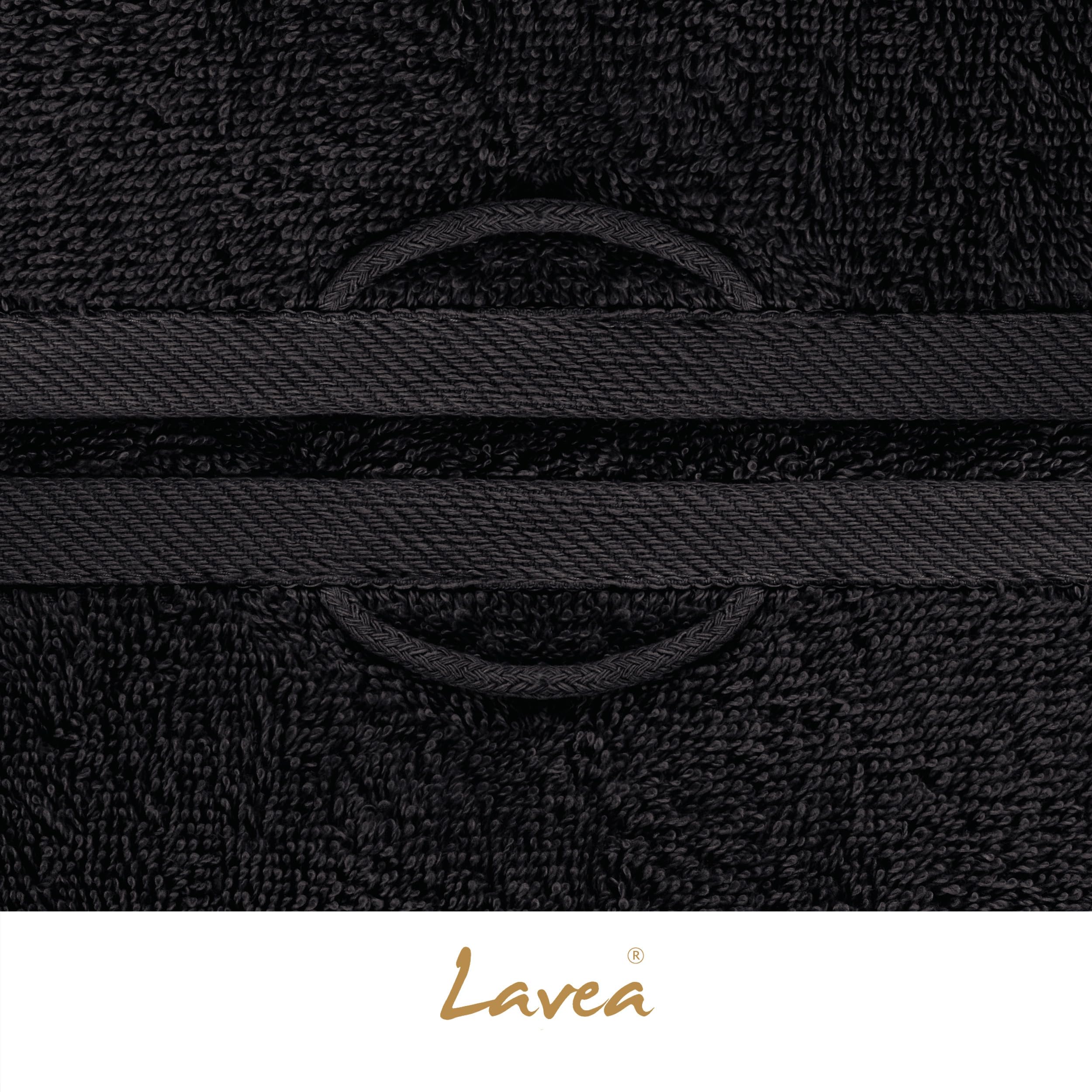 Lavea® Juego de 2 Toallas de Baño 80x200 cm en Rizo 100% Algodón – Suaves y Absorbentes – Toallas de Baño Grandes y Toallas de Ducha Ideales para Hogar, SPA o Gimnasio – Blanco y Negro
