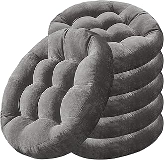 Degrees of Comfort Floor Cushion 6 Pack for Meditation, Office & Classroom – Corduroy Soft Seating Set, 22 Inch, High-Density Foam, Round Shape, Grey