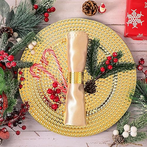 Miniatura 6 de Juego de 4 platos de carga de 13 pulgadas, cargadores para platos llanos, platos rústicos galvanizados, servilleteros, servilleteros modernos para