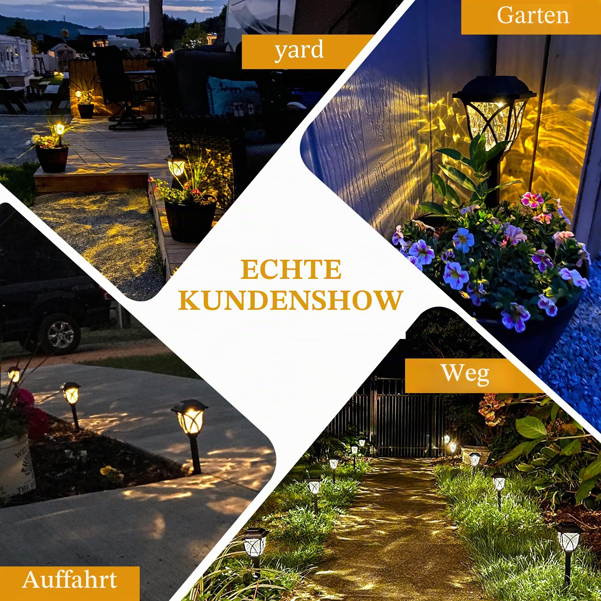 GIGALUMI Solarlampen für außen, 6 Stück LED Solar Gartenleuchten, Warmweiß