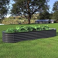Vista 2 de VEIKOU Cama de jardín elevada de 8 x 2 x 1.4 pies, cama de jardín elevada galvanizada, maceta modular elevada para exteriores, para verduras, cama
