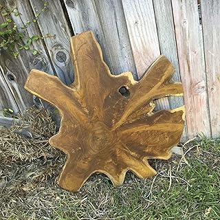 Natural Live Edge Teak Wood Slice Slab 31"x29"x2" Raw Hand Crafted Root Plate Varied Shapes Handmade Wooden Board Resin Table Slab Untreated Desktop Coffee Table Top Home Décor